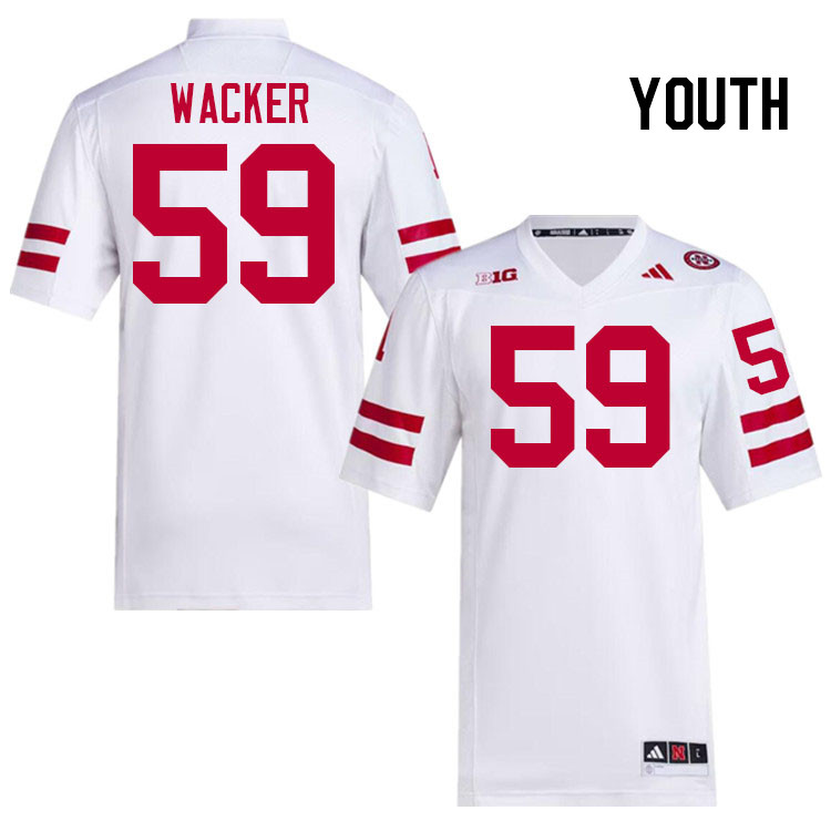 Youth #59 Derek Wacker Nebraska Cornhuskers College Football Jerseys Stitched Sale-White